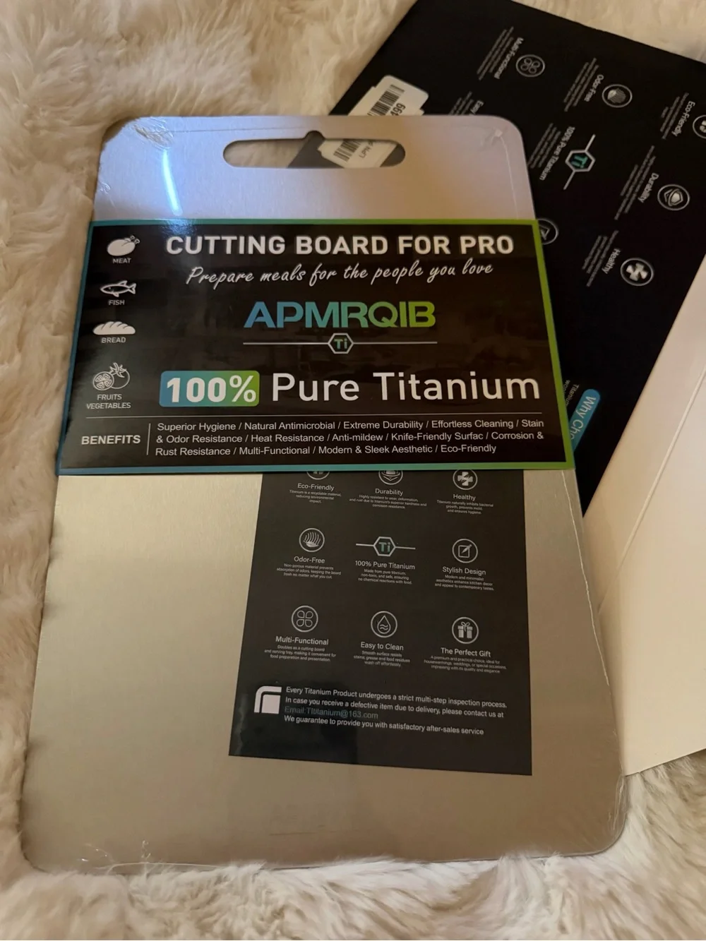New titanium cutting board in plastic